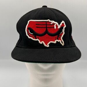 New Era Chicago Bulls‎ Hardwood Classics USA Map Logo Hat Black Red Snapback VTG